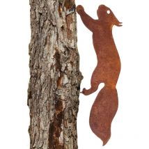 Lrapty - Eichhörnchen für Baum - Gartendeko aus Metall - 30 cm - Natürliche Rostpatina