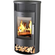 Eider Biomasa - Poêle à bois - modèle Ronde - 6,3 kW - jusqu'à 140 m³ - H.102 x l.49 x P.56 cm - Classe énergétique a
