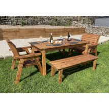 Charles Taylor Gwynedd 8 Seater Wooden Dining Table 2 x Bench & Grand Chair Set