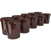 10x Eimerset für Lebensmittel- und Chemieindustrie, 15,9 Liter Fassungsvermögen, braun