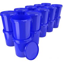 Fixedbyu - 50x Seau avec couvercle en plastique seau vide poignée 15,9l alimentaire bleu clair