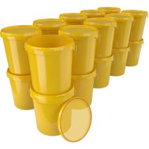 Fixedbyu - 50 seaux avec couvercle en plastique seau vide poignée 15,9l alimentaire jaune clair