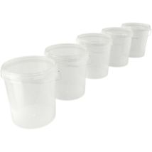 Fixedbyu - 5 seaux avec couvercle en plastique seau vide poignée 15,9l alimentaire clair transparent