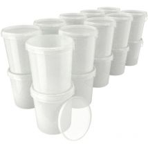 50x Seau avec couvercle Seau à vide en plastique poignée 15,9l alimentaire naturel