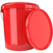 Fixedbyu - Seau avec couvercle Seau à vide en plastique poignée 15,9l alimentaire rouge clair