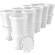 Fixedbyu - 100x Seau avec couvercle Seau vide en plastique Poignée 15,9l blanc alimentaire