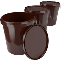Fixedbyu - 3x Set de seaux pour l'industrie alimentaire et chimique, capacité 15,9 litres, marron