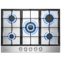 Gasland Eingebaute Erdgas/Butan/Propan-Kochplatte, Edelstahl - GH2705SS1FC - 5 Kochstellen - 10400W