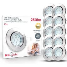 Einbauspot 10er Set 68mm Lochmaß - GU10, 3W, 250lm, led, warmweiß, matt-nickel