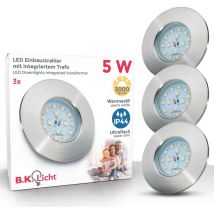 B.k.licht - Einbauspot 6er Set 60mm Lochmaß - 230V, 4,8W, 400lm, led, IP44, warmweiß, matt-nickel