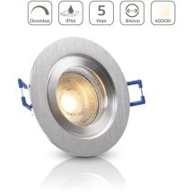 Einbauspot Ip44 Rund Starr - Farbe: Alu-gebürstet - Led Leuchtmittel: Gu10 5w Neutralweiß Dimmbar