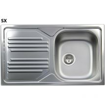 Einbauspüle aus Edelstahl, 1 Becken, 86 cm, Abtropffläche links