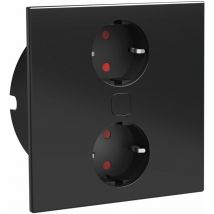 HPF - Einbausteckdose Duplex-Q, 2 Stk. Schukosteckdosen, schwarz