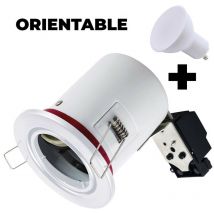 Spot bbc Orientable RT2012 IP20 Weiß + Glühlampe GU10 5W Warmweiß + Fassung