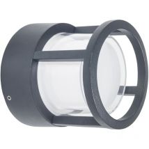 Eine runde Außenwandleuchte in Schwarz