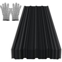 Einfeben - 12x Tôles profilées ondulées revêtement mur toit abri de jardin, Gris, 129cm x 46cm = 7.12m²
