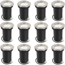 EINFEBEN 12x 3W Lumières enterrées Pivotant lampe de paysage enterré à LED Blanc neutre - Argent Boîtier, éclairage extérieur