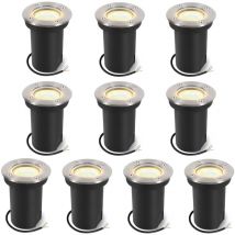 Einfeben - 10x 3W Lumières enterrées Pivotant lampe de paysage enterré à led Blanc chaud - Argent Boîtier, éclairage extérieur