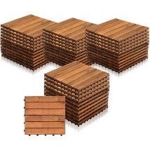 Einfeben - 44x Dalles de terrasse en bois d'acacia Mosaïque 30x30cm Dalle clipsable 4m² balcon jardin