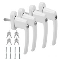 Einfeben - 4X Poignée de fenêtre avec serrure Verrouillable Alu même clé blanche