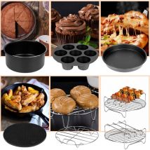 Einfeben - Accessoires pour friteuse à air chaud, set de 12 pièces, support pour friteuse à air chaud, 100 feuilles de papier, brosse en silicone,7