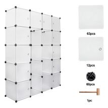 Einfeben - Armoire étagère sans boulon étagère de salle de bain armoire avec maillet bricolage étagère empilable 20 grilles Blanc