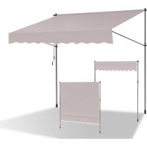 Einfeben - Auvent retractable Auvent terrasse Marquise sans perçage Manivelle Hauteur réglable 2.5M, Beige