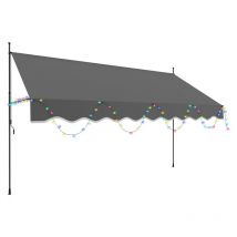 Einfeben - Auvent manuel avec led Auvent rétractable sans perçage 400x120cm Gris
