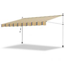 SWANEW Auvent manuel terrasse Protection solaire UV-résistante Hydrofuge avec protection solaire Jaune et bleu 2M