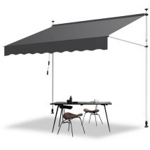 Einfeben - swanew Auvent manuel terrasse Protection solaire UV-résistante Hydrofuge avec protection solaire Gris 3.5M