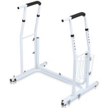 Barre d'appui mobile réglable en hauteur – Support de toilettes antidérapant avec panier de rangement, charge maximale 200 kg