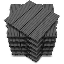 Dalles de terrasse en bois composite wpc lot de 33 Dalles de Jardin Piscine Dalle Clipsable pour Terrasse Salle de Bain Spa - 30x30cm Anthracite 3m2
