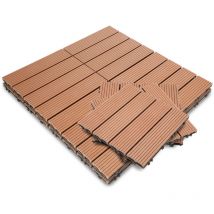 Einfeben - Dalles de terrasse en bois composite wpc lot de 33 Dalles de Jardin Piscine Dalle Clipsable pour Terrasse Salle de Bain Spa - 30x30cm