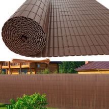 Einfeben - Canisse en pvc double face,90% d'occultation,Marron,H.140 cm x L.600 cm