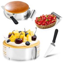 Einfeben - Cercle à Gâteau 23-30CM Réglable Découpe à Génoise Rond en Acier inox Moule à Pâtisserie Extensible Cercle à Entremet Aide à la découpe