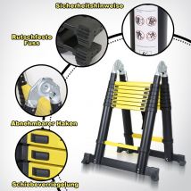 Einfeben - chelle télescopique Alu avec crochet escabeau noir+jaune Multi-Fonction 2,5+2,5 m