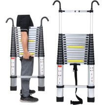 Einfeben - chelle Télescopique Avec Crochet Escabeau Argent Multifonction Portable Pliante 4,4m