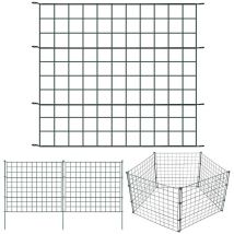 Einfeben - Clôture de bassin Kit de clôture Porte de clôture vert Enclos pour animaux Clôture de jardin Clôture de camping 11pcs