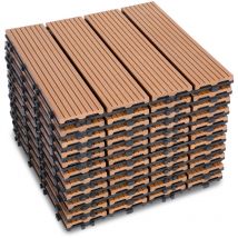 Einfeben - swanew Dalle de terrasse Dalles en bois composite wpc 30 x 30 cm Dalles clipsables jardin extérieur 66x jaune-brun