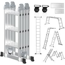 Einfeben - Echelle pliante Escabeau multi-usages 4x3 marches jusqu'à 150kg Aluminnum