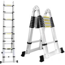 Einfeben - Echelle Télescopique 2,5+2,5m Silber Échelle pliante télescopique pliable extensible Échelle droite simple charge max. 150 kg