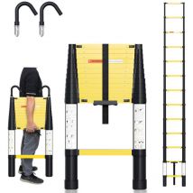 Einfeben - swanew Echelle Télescopique 3,8 m jusqu'à 150 kg Escabeau stable en aluminium Multi-Fonction Avec bouton de retrait on