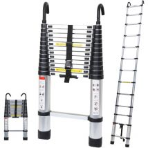 Echelle Télescopique 3,8M Silber Échelle pliante télescopique pliable mit hakenÉchelle droite simple charge max.150 kg - Einfeben