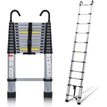 Chelle télescopique avec échelle à rallonge à crochet jusqu'à 150 kg escabeau stable en aluminium argenté 3,2 m - Einfeben