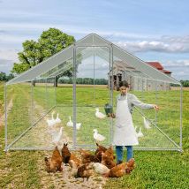 EINFEBEN Enclos poulailler Acier galvanisé avec parc grillagé avec serrure espace couvert Poulailler pour petits animaux 3 x 6 x 2 m 18m²