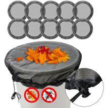 Filet pour citerne de Pluie 95cm Filet de Protection réglable Filet de Protection pour Les tonneaux de Pluie Housses en Maille 10 pièces -Noir