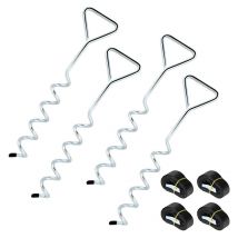 Kit d'ancrage au Sol 8 pièces pour Trampoline, balançoire, Chevilles d'ancrage en Spirale avec Sangles, Ancres de Trampoline, Chevilles d'ancrage en