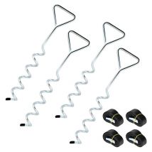 Kit d'ancrage au Sol 8 pièces pour Trampoline, balançoire, Chevilles d'ancrage en Spirale avec Sangles, Ancres de Trampoline, Chevilles d'ancrage en