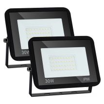 Einfeben - Lot de 2 Projecteur led 30W spot extérieur spot IP66 blanc froid spot extérieur aluminium