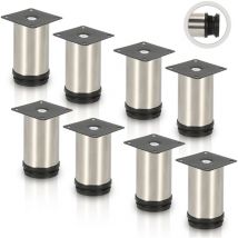 Einfeben - Lot de 8 Pieds de meubles Pieds Réglables Inox 120 mm De Hauteur